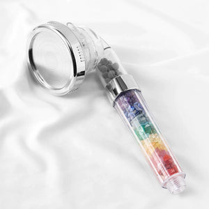 crystal filled shower head to save water and shower you with positivity 