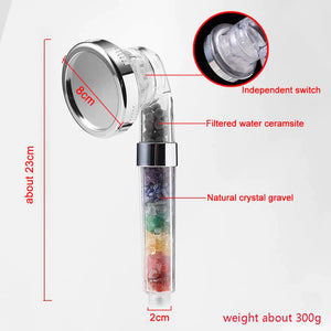 crystal filled shower head to save water and shower you with positivity 