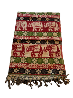 red and green elephant nepali blanket