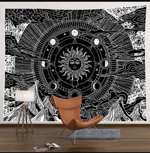sun and moon phase tapestry