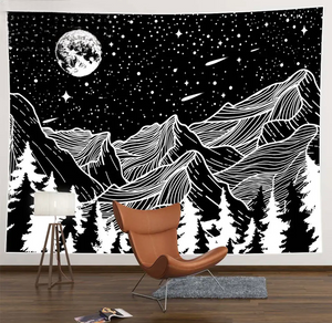 mountain and tree tapestry