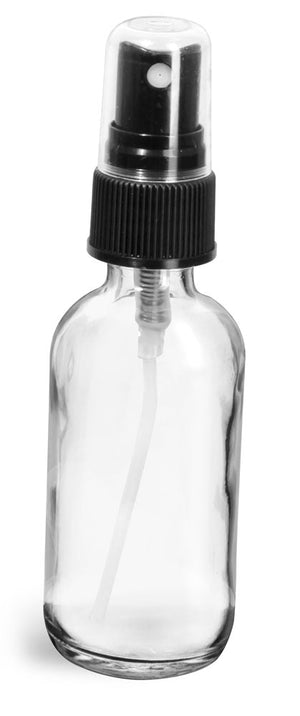 empty glass bottles with spray lids