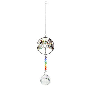 multicolor crystal chip tree of life window hanger