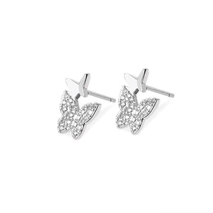 silver sparkle butterfly earrings 925