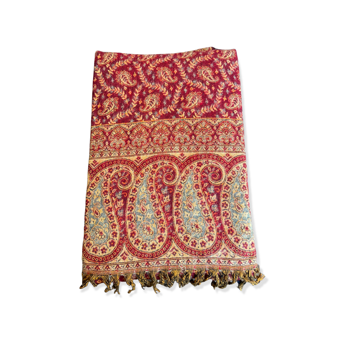 red nepali paisley shawl
