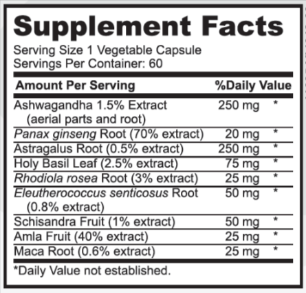 AdaptoGen 4.0 Supplement Facts