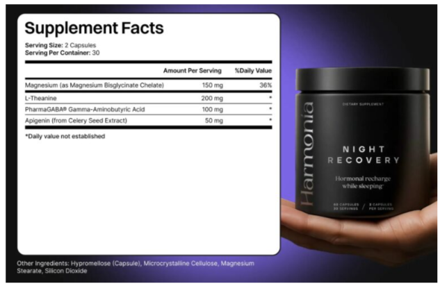 Harmonia Night Recovery Ingredients