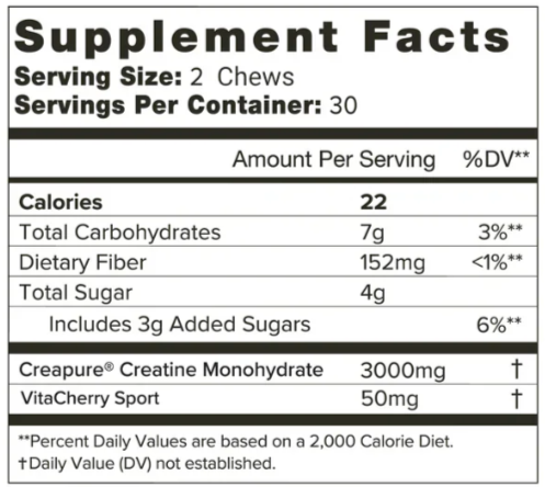 Organifi Creatine Cherry Chews Ingredient