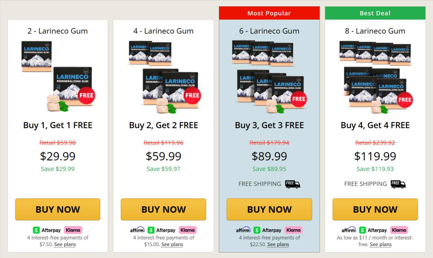 Larineco Chewing Gum Pricing